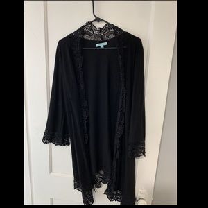 Long Black Light weight jacket with lace trim
